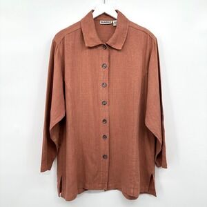 Vintage Sunbelt Tunic Top Shirt Large 100% Linen Earthy Lagenlook Beachy Coastal